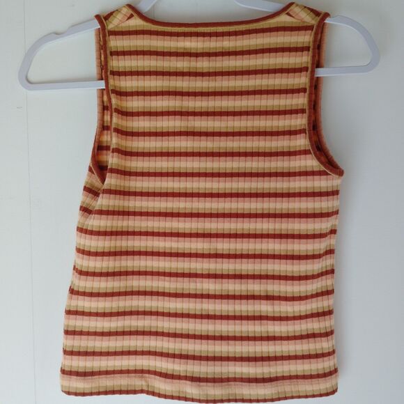 Madewell Women Square Neck Knitted Sleeveless Tank Top Blouse stripe preppy XXS - Picture 6 of 6